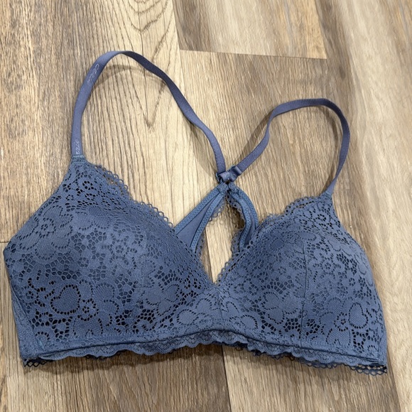 Aerie Wireless Blue Lace Racerback Bra 34C - Picture 3 of 6